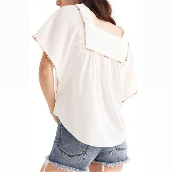 ☀️MADEWELL Boho Rainbow Pom Pom Trim Butterfly Blouse Top - Picture 2 of 11